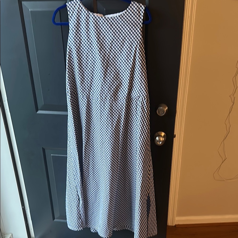 Elegant blue  and White Checkered Dress
